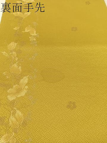 平和屋着物●両面　全通柄袋帯　ふくれ織　ワンポイント　草花文　深紫色　正絹　逸品　CABJ7256vp
