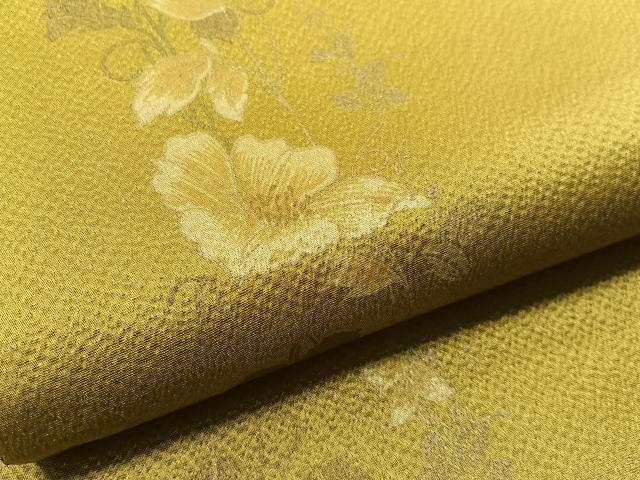 平和屋着物●両面　全通柄袋帯　ふくれ織　ワンポイント　草花文　深紫色　正絹　逸品　CABJ7256vp