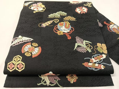 平和屋着物●九寸名古屋帯　唐織　宝尽くし　金糸　正絹　逸品　CABJ7260vp