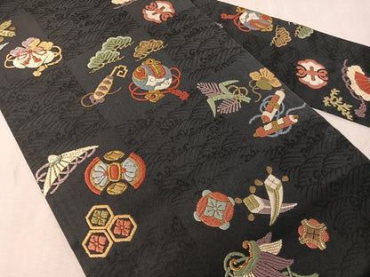 平和屋着物●九寸名古屋帯　唐織　宝尽くし　金糸　正絹　逸品　CABJ7260vp
