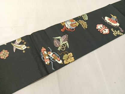 平和屋着物●九寸名古屋帯　唐織　宝尽くし　金糸　正絹　逸品　CABJ7260vp