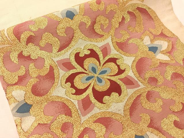 平和屋着物●爪掻き本綴れ　八寸名古屋帯　正倉院花文　金銀糸　正絹　逸品　CABJ7263vp