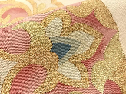 平和屋着物●爪掻き本綴れ　八寸名古屋帯　正倉院花文　金銀糸　正絹　逸品　CABJ7263vp
