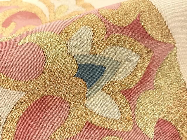 平和屋着物●爪掻き本綴れ　八寸名古屋帯　正倉院花文　金銀糸　正絹　逸品　CABJ7263vp