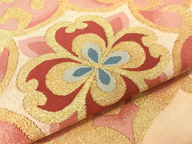 平和屋着物●爪掻き本綴れ　八寸名古屋帯　正倉院花文　金銀糸　正絹　逸品　CABJ7263vp