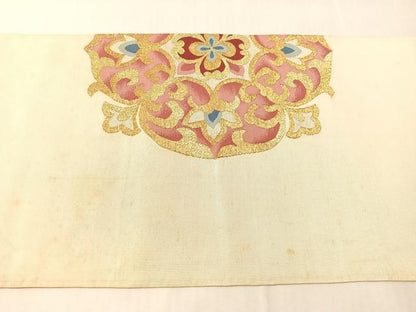 平和屋着物●爪掻き本綴れ　八寸名古屋帯　正倉院花文　金銀糸　正絹　逸品　CABJ7263vp