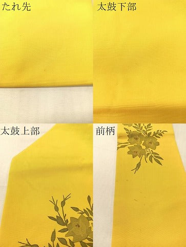 平和屋着物●塩瀬　九寸名古屋帯　ろうけつ染め　草花文　正絹　逸品　CABJ7264vp