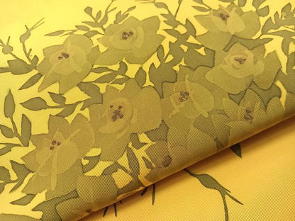 平和屋着物●塩瀬　九寸名古屋帯　ろうけつ染め　草花文　正絹　逸品　CABJ7264vp