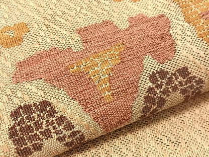 平和屋着物●佐賀羅錦　八寸名古屋帯　草花文　金糸　帯反物　正絹　逸品　CABJ7268vp