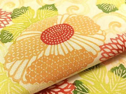 平和屋着物●九寸名古屋帯　紬地　型染め　菊唐草文　正絹　逸品　CABJ7269vp