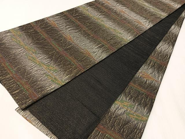 平和屋着物●全通柄袋帯　櫛織　横段吉祥文　金糸　正絹　逸品　CABJ7285vp