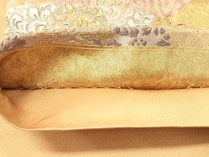 平和屋着物●六通柄袋帯　唐織　市松　金糸　引箔　正絹　逸品　CABJ7295vp
