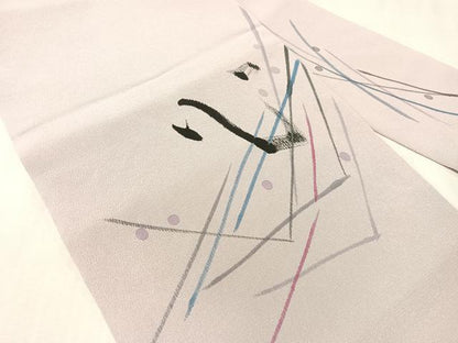 平和屋着物●ぬれ描友禅作家　平沼治大　九寸名古屋帯　手描き　心　鬼しぼ縮緬　正絹　逸品　CABJ7300vp