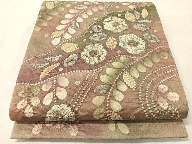平和屋着物●太鼓柄袋帯　作家物　辻が花　絞り　金糸　正絹　逸品　CABJ7301vp