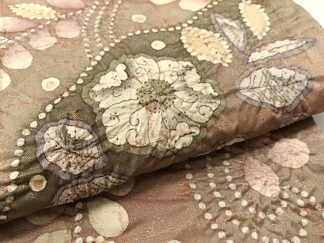 平和屋着物●太鼓柄袋帯　作家物　辻が花　絞り　金糸　正絹　逸品　CABJ7301vp