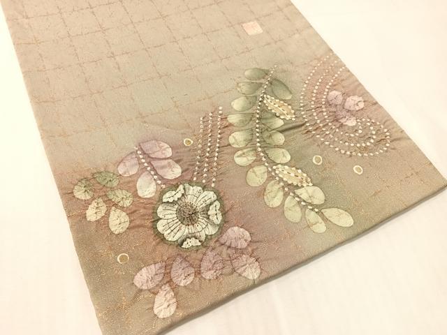 平和屋着物●太鼓柄袋帯　作家物　辻が花　絞り　金糸　正絹　逸品　CABJ7301vp