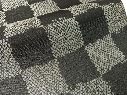 平和屋着物●六通柄袋帯　市松鹿の子文　正絹　逸品　未使用　CABJ7304vp
