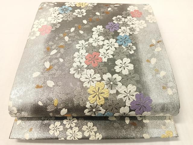 平和屋着物●六通柄袋帯　唐織　舞桜　金銀糸　正絹　逸品　CABJ7306vp