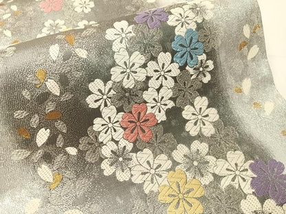 平和屋着物●六通柄袋帯　唐織　舞桜　金銀糸　正絹　逸品　CABJ7306vp