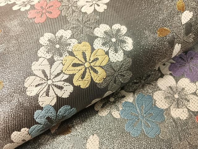平和屋着物●六通柄袋帯　唐織　舞桜　金銀糸　正絹　逸品　CABJ7306vp