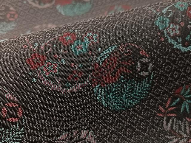 平和屋着物●全通柄　九寸開き名古屋帯　蓑亀　花鳥丸文　京都きもの友禅扱い　正絹　逸品　未使用　CABJ7307vp