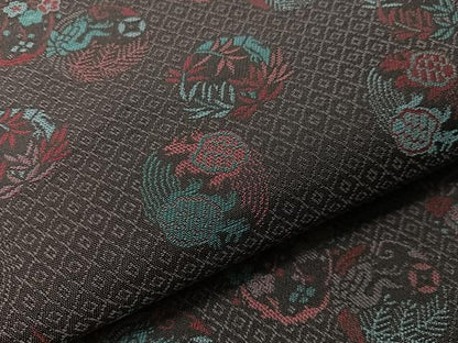 平和屋着物●全通柄　九寸開き名古屋帯　蓑亀　花鳥丸文　京都きもの友禅扱い　正絹　逸品　未使用　CABJ7307vp