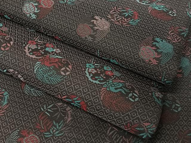 平和屋着物●全通柄　九寸開き名古屋帯　蓑亀　花鳥丸文　京都きもの友禅扱い　正絹　逸品　未使用　CABJ7307vp