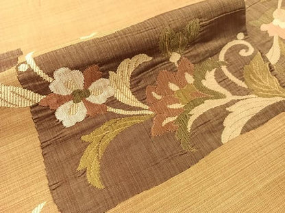 平和屋着物●九寸名古屋帯　市松更紗文　正絹　逸品　CABJ7308vp