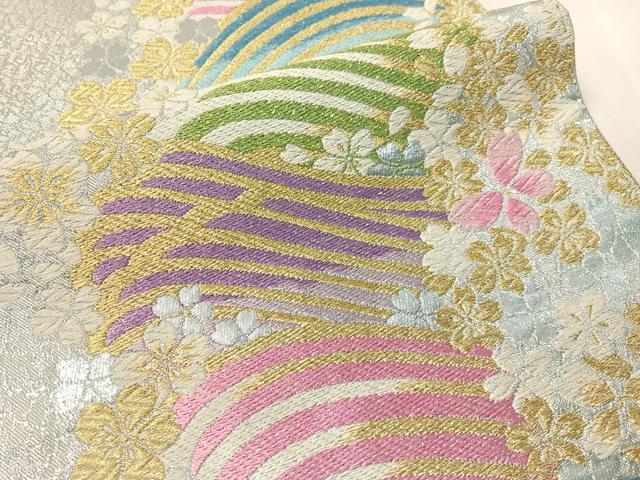 平和屋着物●六通柄袋帯　立波花蝶文　金銀糸　正絹　逸品　CABJ7312vp