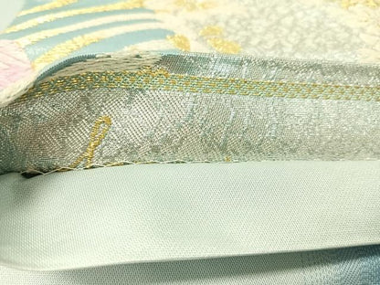 平和屋着物●六通柄袋帯　立波花蝶文　金銀糸　正絹　逸品　CABJ7312vp