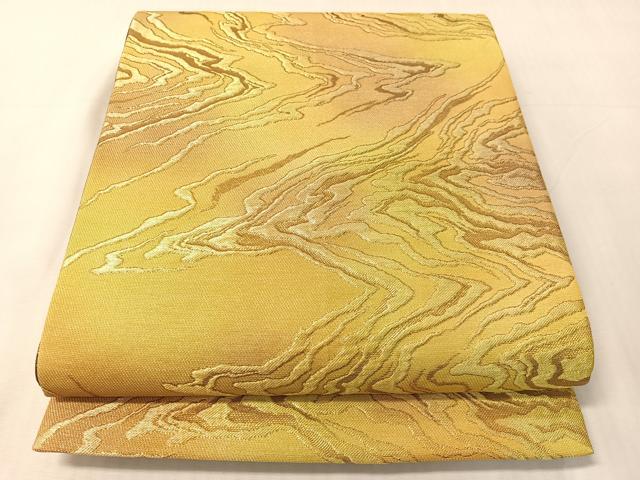 平和屋着物●全通柄袋帯　霞文　金糸　反端付き　正絹　逸品　CABJ7313vp