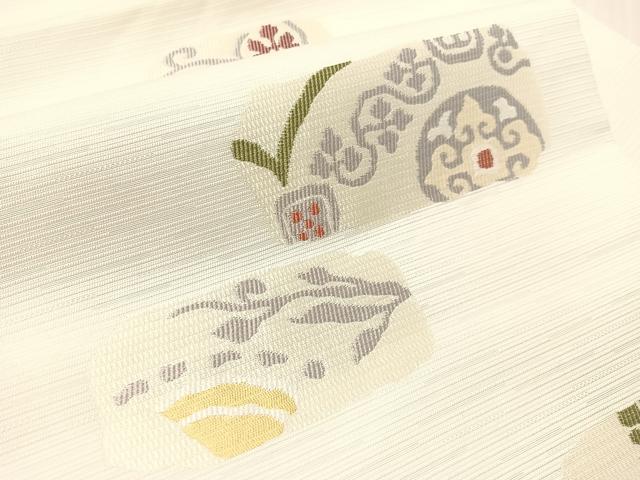 平和屋着物●九寸名古屋帯　花唐草吉祥文　正絹　逸品　CABJ7322vp