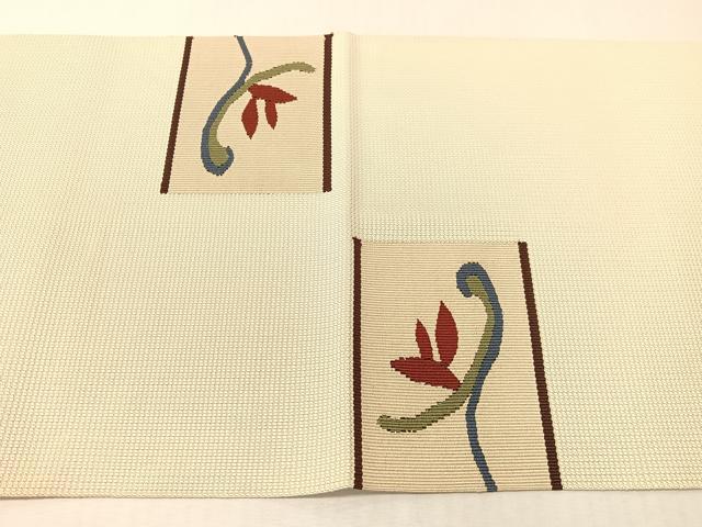 平和屋着物●八寸名古屋帯　綴れ　草花文　正絹　逸品　CABJ7323vp
