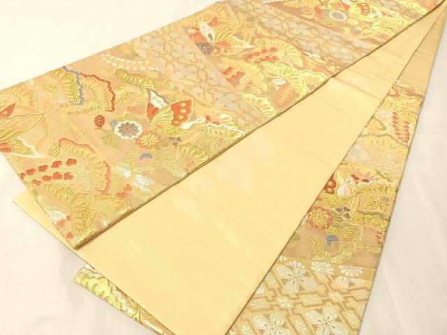 平和屋着物●六通柄袋帯　唐織　古都　花蝶文　金銀糸　正絹　逸品　CABJ7328vp