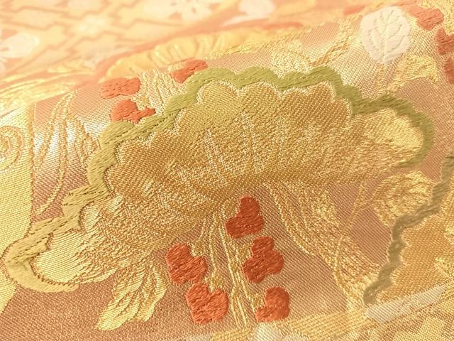 平和屋着物●六通柄袋帯　唐織　古都　花蝶文　金銀糸　正絹　逸品　CABJ7328vp