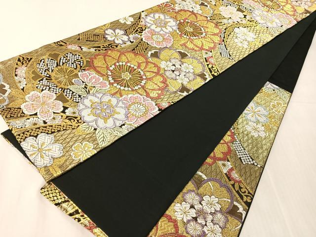 平和屋着物●六通柄袋帯　唐織　熨斗舞桜　金糸　正絹　逸品　CABJ7334vp