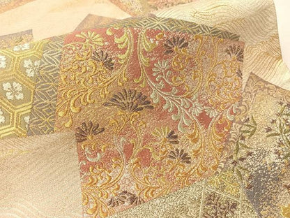平和屋着物●現代の名工　伝統工芸士　豊田宏一　六通柄袋帯　納経色紙重文　金銀糸　正絹　逸品　CABJ7338vp