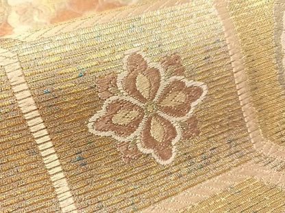 平和屋着物●京の名工　染匠　越後屋通博　六通柄袋帯　蜀江花鳥丸文　金銀糸　正絹　逸品　CABJ7339vp