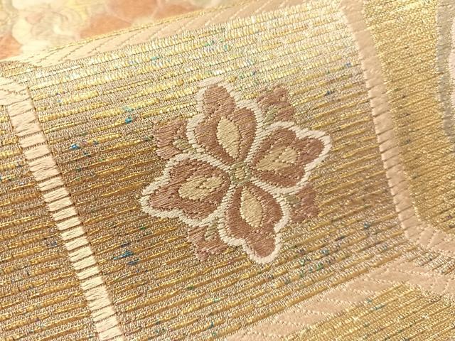 平和屋着物●京の名工　染匠　越後屋通博　六通柄袋帯　蜀江花鳥丸文　金銀糸　正絹　逸品　CABJ7339vp