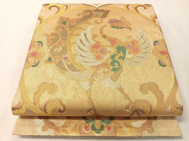平和屋着物●六通柄袋帯　花唐草鳳凰文　金銀糸　正絹　逸品　未使用　CABJ7340vp