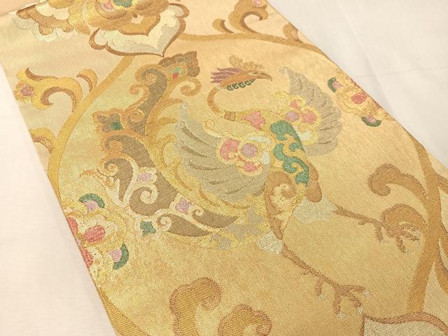 平和屋着物●六通柄袋帯　花唐草鳳凰文　金銀糸　正絹　逸品　未使用　CABJ7340vp