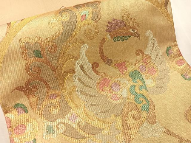 平和屋着物●六通柄袋帯　花唐草鳳凰文　金銀糸　正絹　逸品　未使用　CABJ7340vp