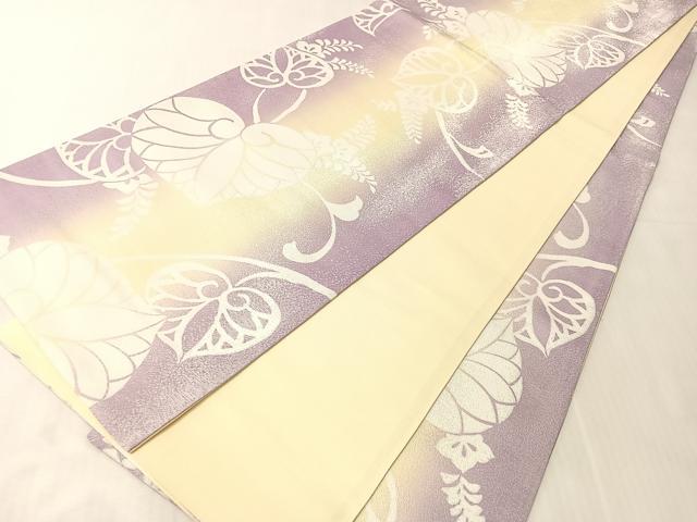 平和屋着物●全通柄袋帯　葵文　銀通し地　長尺　正絹　逸品　CABJ7344vp