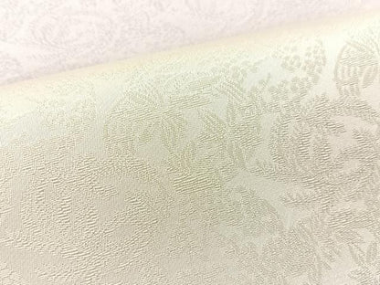 平和屋着物●両面　全通柄袋帯　草花文　銀通し地　正絹　逸品　CABJ7345vp
