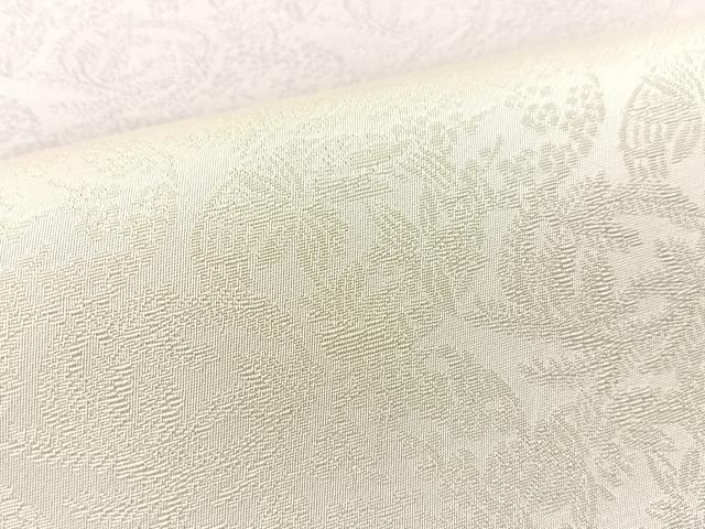 平和屋着物●両面　全通柄袋帯　草花文　銀通し地　正絹　逸品　CABJ7345vp
