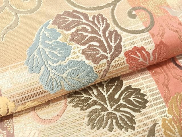 平和屋着物●六通柄袋帯　唐織　唐草丸文　金糸　三越扱い　正絹　逸品　CABJ7349vp