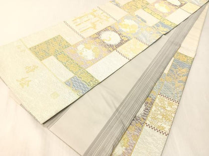 平和屋着物●西陣　京洛苑たはら謹製　両面　六通柄袋帯　紬金　蒔絵　上代39万　証紙付き　正絹　逸品　未使用　CABJ7350vp