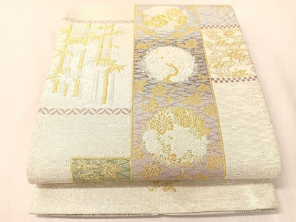 平和屋着物●西陣　京洛苑たはら謹製　両面　六通柄袋帯　紬金　蒔絵　上代39万　証紙付き　正絹　逸品　未使用　CABJ7350vp