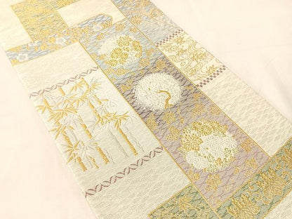 平和屋着物●西陣　京洛苑たはら謹製　両面　六通柄袋帯　紬金　蒔絵　上代39万　証紙付き　正絹　逸品　未使用　CABJ7350vp