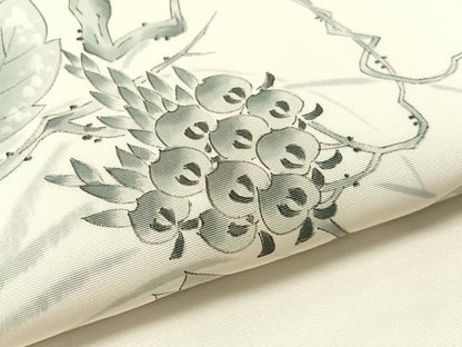 平和屋着物●塩瀬　九寸名古屋帯　手描き　蔦の葉花文　正絹　逸品　CABJ7351vp